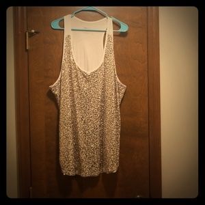 Cream Tank Top with gold sequin